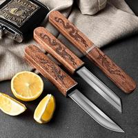 Samurai Chef Knife 2 In 1,Handmade Portable 2 In 1 Dragon And Phoenix Double Blades Knife