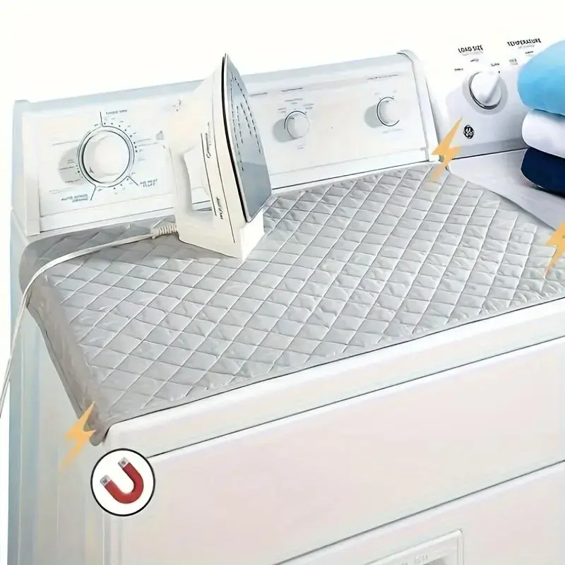 Magnetic Ironing Mat, Thick Cotton Coated Ironing Board, Heat-resistant Ironing Board, Portable Ironing Board Mat for Travel ...