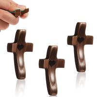 3Pcs Pocket Wooden Cross Decorations - Anxiety Relief Fidget Cross, Spiritual Gift for Stress Relief,Home office Decorative R...