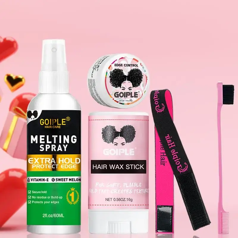 Wig Care Set, 5 Counts/set Natural Styling Wig Spray & Hair Wax & Edge Control Hair Brush & Wig Band for Closure Wig, Hair St...