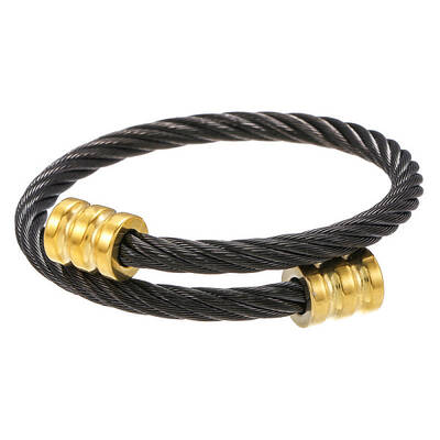 Punk Roman Alphabet Stainless Steel Twist Open Cuff Bangles