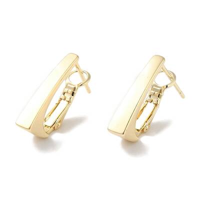 Rectangle Brass Hoop Earrings for Women
