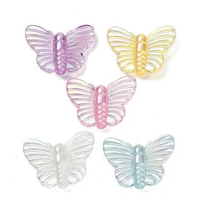 UV Plating Rainbow Iridescent Acrylic Beads