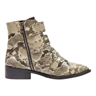 STEVEN Cowboy Boots Beige Leather Womens UK 5.5