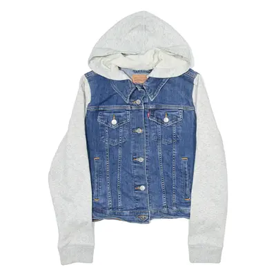LEVI'S Womens Blanket Lined Denim Jacket Blue Hooded XL