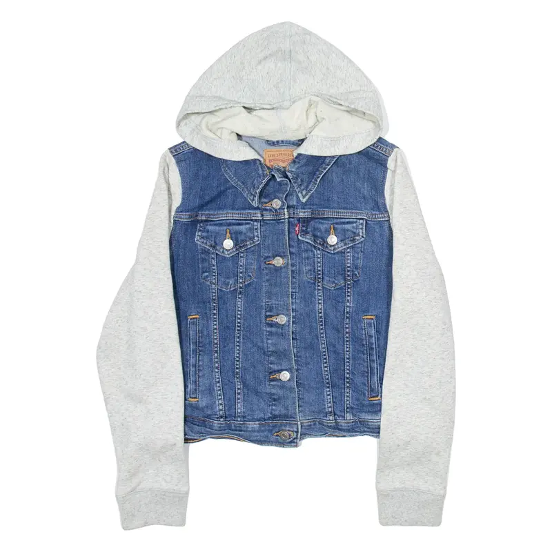 LEVI'S Womens Blanket Lined Denim Jacket Blue Hooded XL