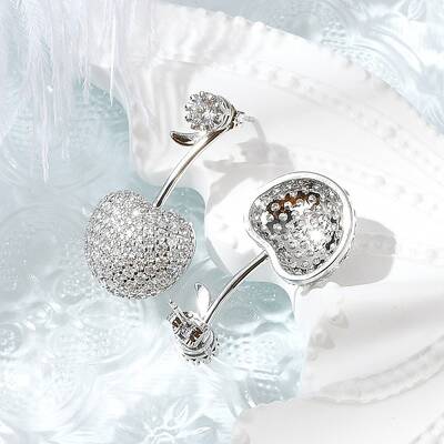 Cherry Brass Micro Pave Cubic Zirconia Stud Earrings