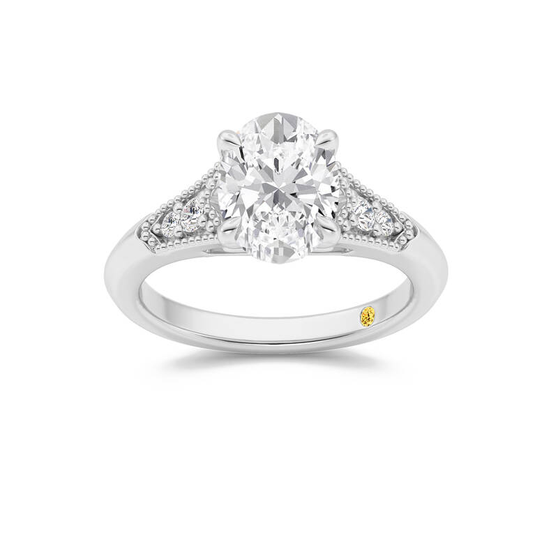 Lily  Art Deco Oval Lab Grown Diamond Engagement Ring | White Gold 1 1/10 - 4  CT. TW.