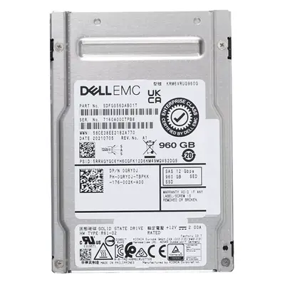 0GRY0J Dell 960GB 2.5-inch 12GB/s SAS Triple-Level Cell Read-Intensive SED Hot-Pluggable Solid State Drive for PowerEdge G14 ...