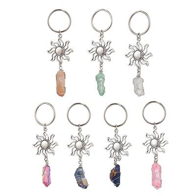 Natural Quartz & Alloy Keychain