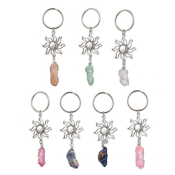 Natural Quartz & Alloy Keychain