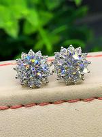 1 Pair Women's Elegant Artificial Gemstone Decor Flower  Stud Earrings, Elegant Women's Fashion Jewelry Accessories for Anniv...
