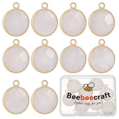 10Pcs Natural Rose Quartz Pendants