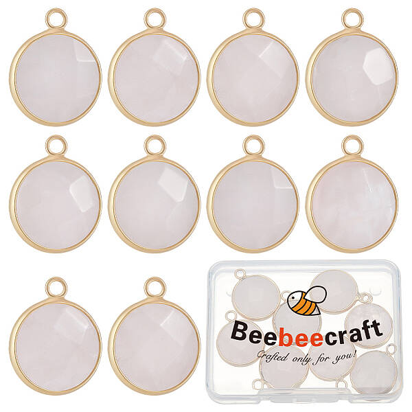 10Pcs Natural Rose Quartz Pendants