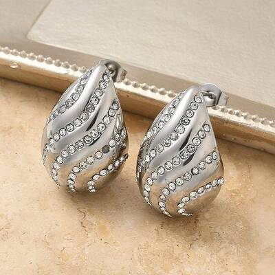 304 Stainless Steel Teardrop Stud Earrings