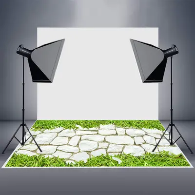 Bright White Stone Wall Plant Spring Rubber Floor Mat - Aperturee