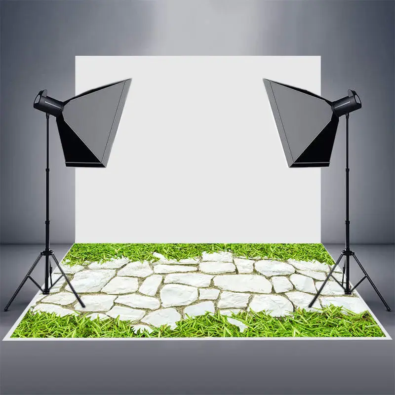 Bright White Stone Wall Plant Spring Rubber Floor Mat - Aperturee