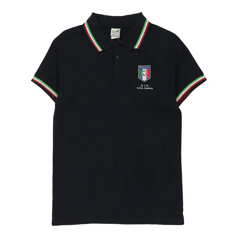 Italia Unbranded Football Polo Shirt - Large Black Cotton