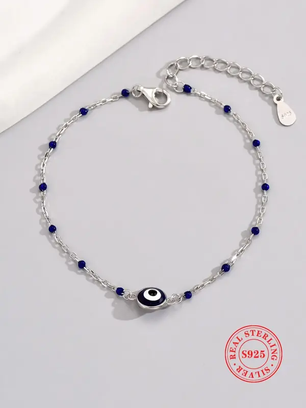 925 Sterling Silver Evil Eye Design Bracelet, Fashionable Jewelry for Women & Girls, Trendy All-match & Exquisite Jewelry for...