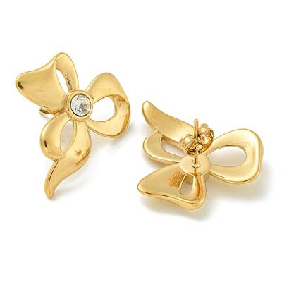 Ion Plating(IP) 304 Stainless Steel with Rhinestone Stud Earrings
