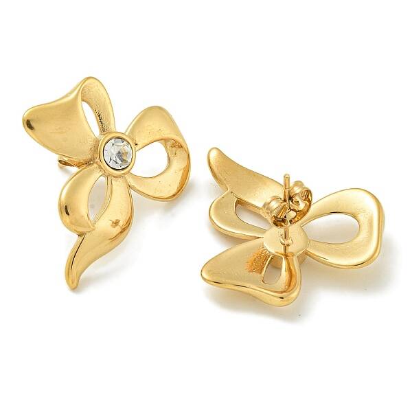 Ion Plating(IP) 304 Stainless Steel with Rhinestone Stud Earrings