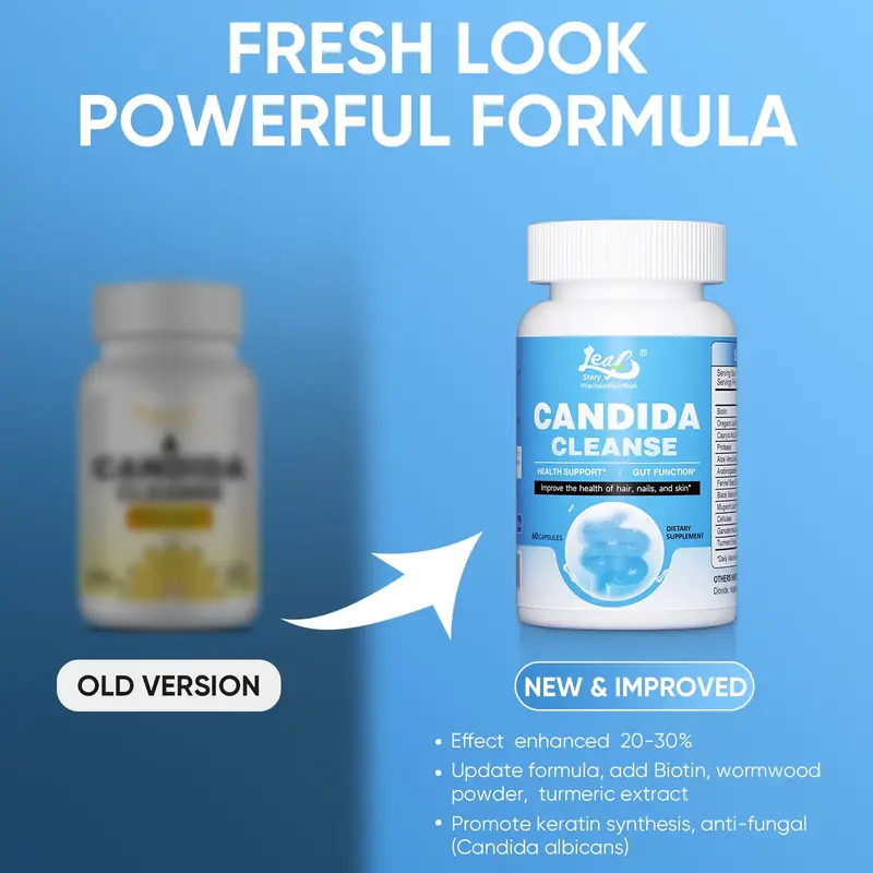 LeafStory Candida Cleanse For Women & Men, Oregano & Caprylic Acid Gut Cleanse, Herbal Supplement Digestive & Intestinal Heal...