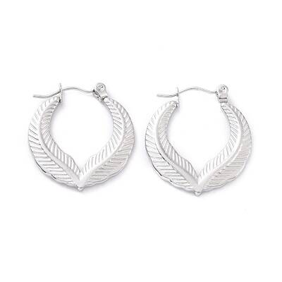 Non-Tarnish 304 Stainless Steel Double Leaf Wrap Hoop Earrings for Women