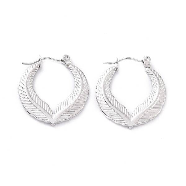 Non-Tarnish 304 Stainless Steel Double Leaf Wrap Hoop Earrings for Women