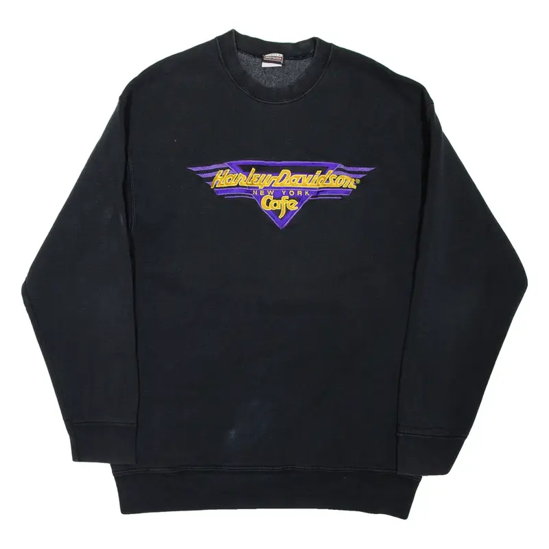 HARLEY DAVIDSON New York Cafe Mens Sweatshirt Black 90s USA L