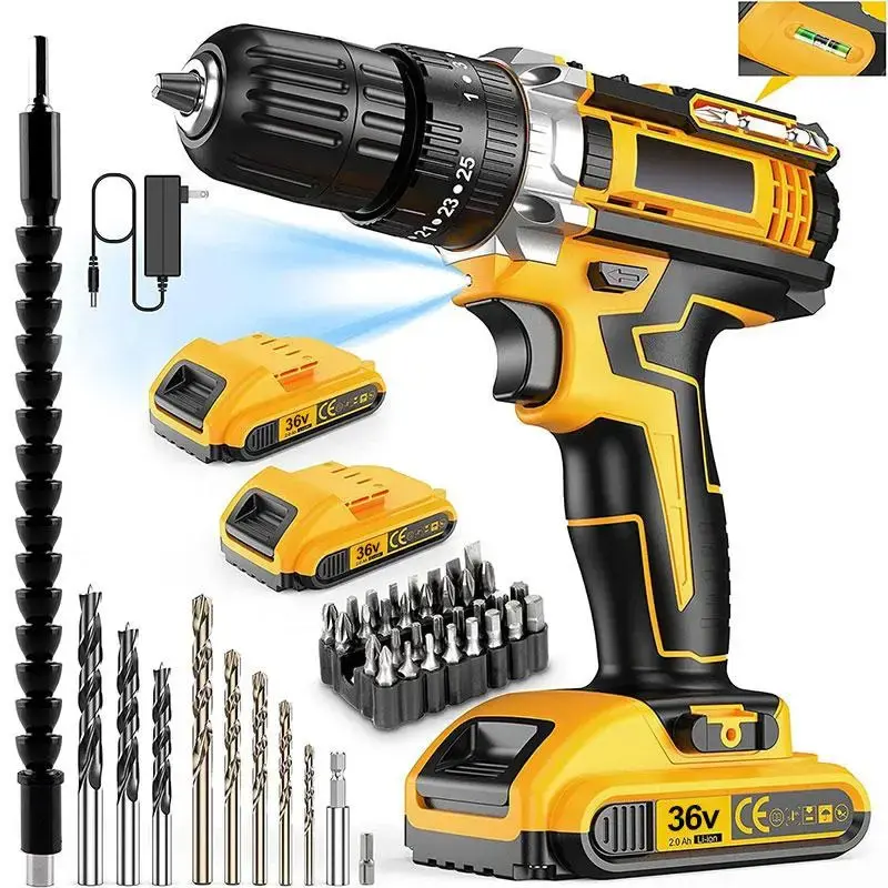 21V Cordless Drill Set, Power Drill 29Pcs with 3/8 Inch Keyless Chuck, 25 Clutch Electric Drill with Work Light, Max torque 4...