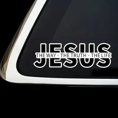 6 pieces Bumper Stickers Jesus The Way The Truth The Life Christian Vinyl Decal Car Stickers, Truck , Bumper, Laptops , Wi...