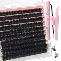 DIY Eyelash Extension Kit Volume Fluffy Lash Clusters Kit 9-16mm Thick Lash Extensions 120D Individual Eyelashes Extensions K...