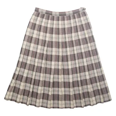 POTTER Womens Pleated Skirt Brown Midi Check M