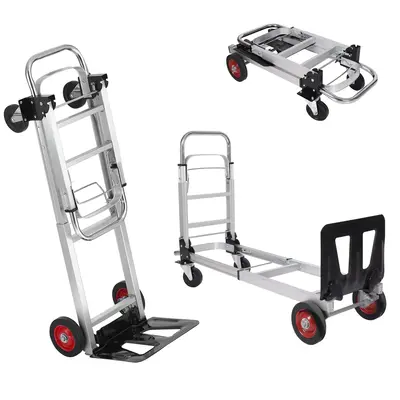 Garvee 2-in-1 Convertible Hand Truck Dolly Max 700 LBS, Telescoping Handle, Industrial Wheels, Metal Construction, Compact St...