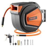 VEVOR Upgraded Retractable Air Hose Reel, 3/8IN x 65FT Hybrid Air Hose Max 300PSI, Air Compressor Hose Reel Auto-Rewind with ...