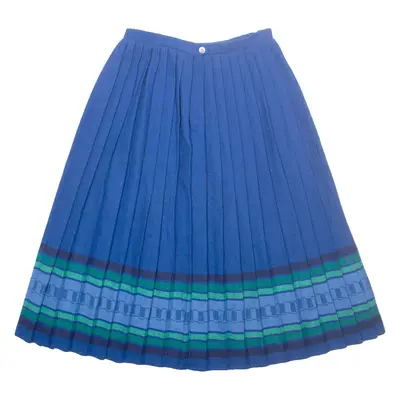 Womens Pleated Skirt Blue Midi Wool S
