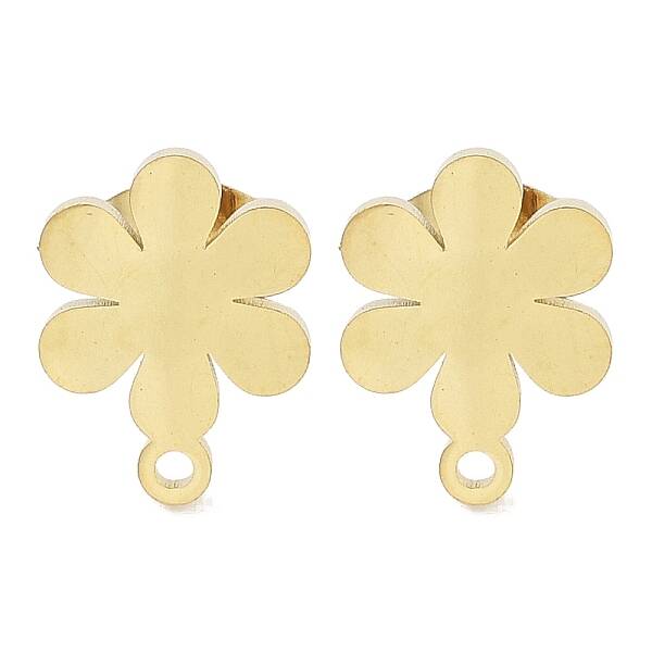 Flower Ion Plating(IP) 304 Stainless Steel Stud Earring Findings