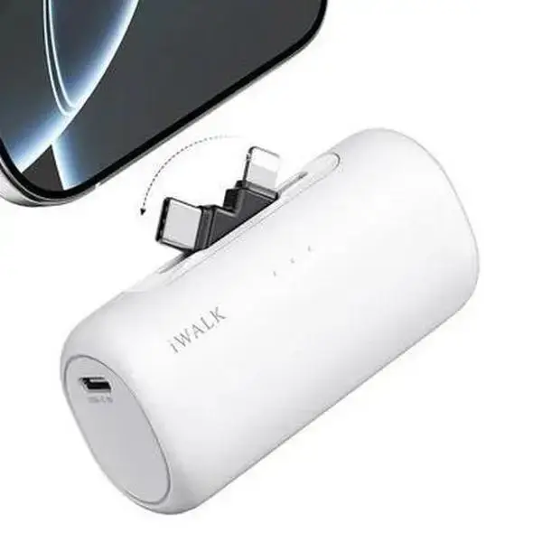 iWALK 5000mAh 2-in-1 Connector Portable Charger, LinkPod Switch Power Bank, Charging Lightning Black Usb Plugs