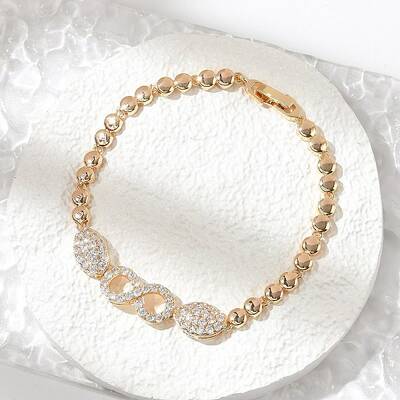 Brass Micro Pave Cubic Zirconia Link Chain Bracelets