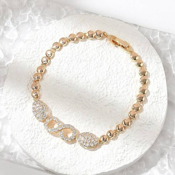 Brass Micro Pave Cubic Zirconia Link Chain Bracelets