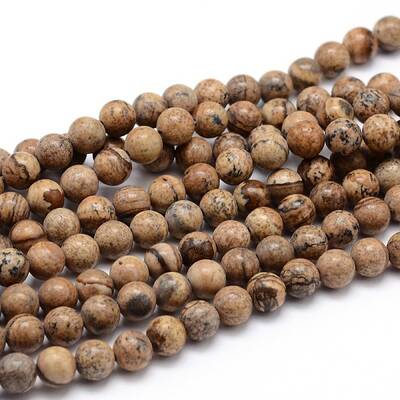 Natural Picture Jasper Round Bead Strands