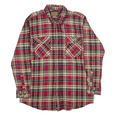 OUTDOOR LIFE Mens Flannel Shirt Red Check Long Sleeve XL