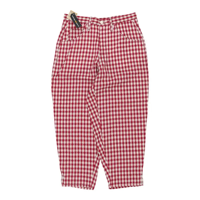 Emporio Armani Checked Trousers - 30W UK 12 Red Viscose Blend