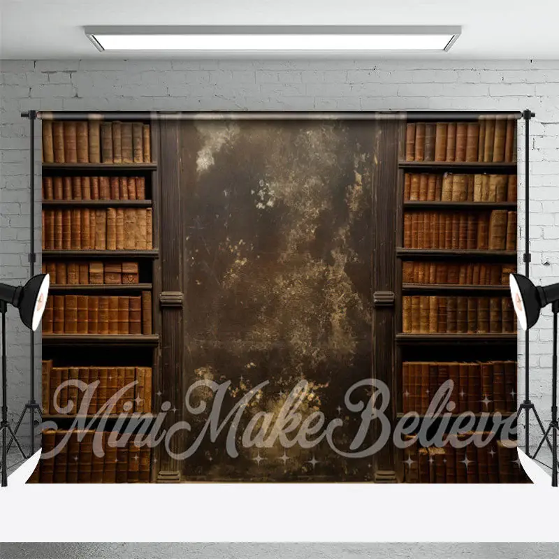 Retro Bookrack Sanctum Rust Wall Photo Backdrop - Aperturee