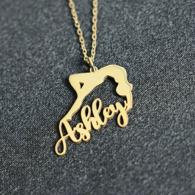 Personalized Gymnast Necklace, Gymnastics Name Charm, Dance Student Gift, Personalized Name Necklace, Summer Sports Jewelry, ...