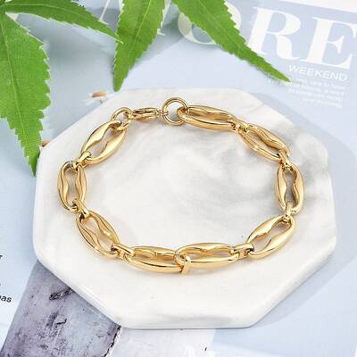 304 Stainless Steel Coffee Bean Chain Bracelets for Women Men