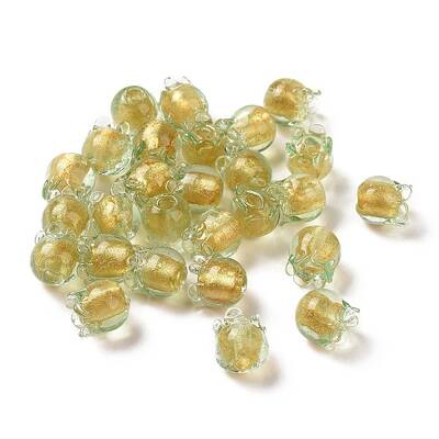 Handmade Gold Foil Lampwork Glass Beads