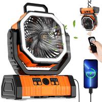 NEW 20000mAh Camping Fan with LED Lantern, Rechargeable Battery Powered Oscillating Fan with Hook and Emergency Light, Portab...