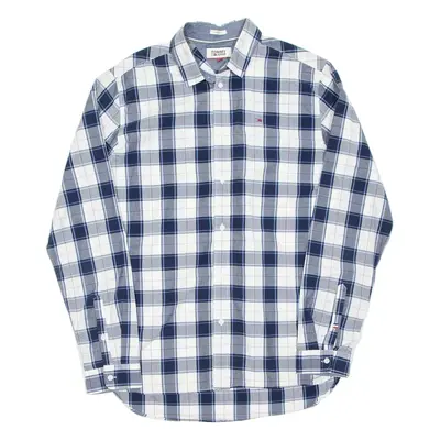 TOMMY JEANS Mens Shirt Blue Check Long Sleeve M
