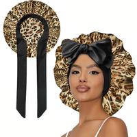 New double-layer satin adjustable nightcap with straps, satin lining silk, cool and suitable for women's natural curly hair, ...